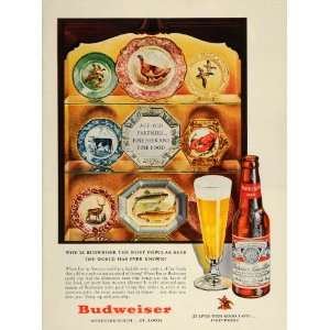 1947 Ad Budweiser Beer Anheuser Busch Decorative Plates   Original 
