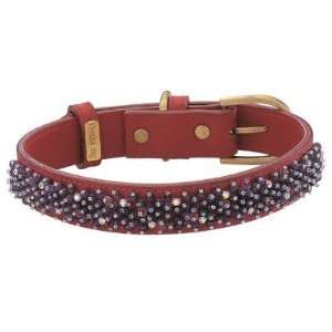 Amethyst on Red Leather Collar