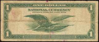 LARGE 1918 $1 DOLLAR BILL GREEN EAGLE FR BANK NOTE NATIONAL CURRENCY 