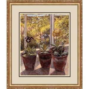  Four Pots of Auriculas by John Morley   Framed Artwork 