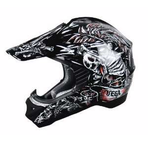  Red X Large Off Road Helmet with SkullNBonz Graphic Automotive