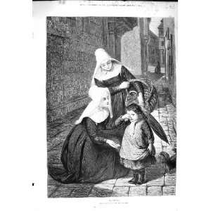  1877 Street Scene Nuns Sisters Little Girl Lost Puppy 