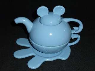 Disney MICKEY MOUSE Ears 4 Pc Teapot Set Light Blue NEW in Box FREE US 