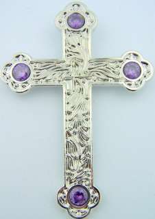 Silver Bishops Pectoral Cross Purple Gemstone Chi Rho  