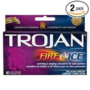 Trojan Fire and Ice Dual Lubricant Premium Latex Condoms 10 Ct. (Pack 