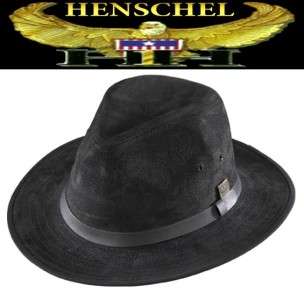 Henschel Hats GENUINE LEATHER Safari Fedora Hat Black  
