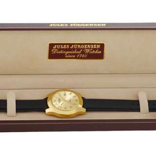 Jules Jurgensen Mens Gold Tone Black Strap Watch  