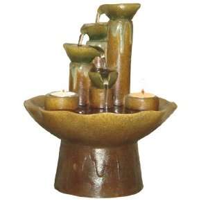  Alpine Four Tiered Tabletop Water Fountain With Candles 