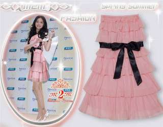 T241 Sexy Ribbon Ruffle Bow Baby Pink Cocktail Dress  