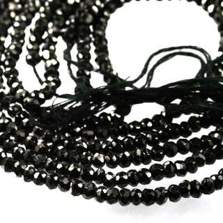Black Spinel Faceted Rondelle Shape Briolette Beads  