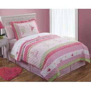  Best Quality Fairy Ballerinas Twin Quilt with Pillow Sham 