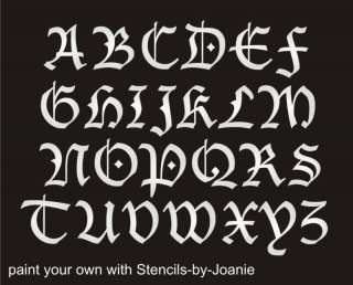 STENCIL Blackletter Gothic font Alphabet 1 Caps LC set  
