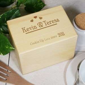   Personalized Wedding Recipe Box Gift Cooking Up Love