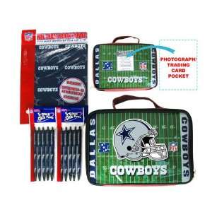 Dallas Cowboys NFL Lunch Box, Book Cover and Writing Pens (10) Pack 