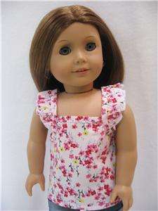   Ruffled Pale Pink w/Flowers Shirt fits American Girl & 18 dolls