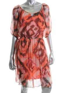 Donna Morgan Printed Versatile Dress Silk Ruched 8  