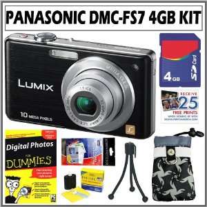  Panasonic Lumix DMC FS7 10MP Digital Camera in Black + 4GB 