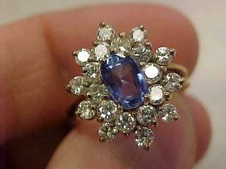 ESTATE Ceylon Blue Sapphire & Diamond Ring 18k Gold size 6 1/2 Make 