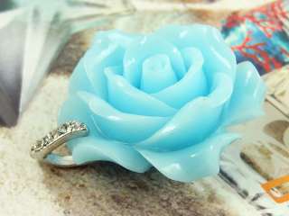 Premier Design Rose Baby Blue Lucite Necklace Pendant  