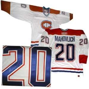  Peter Mahovlich Signed White Replica Canadiens Jersey 