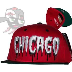    Chicago Red/Black Horror Script Snapback Hat Cap 