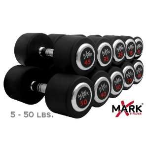 XMark Fitness Commercial Rubber Round Dumbbell Set  Sports 