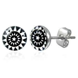   Jewellery Shop   Stainless Steel 7mm Logo Black & White Stars Jewelry