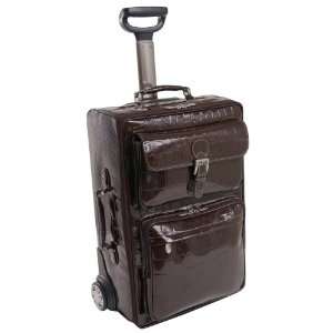   Italian Leather Wheeled Travel Bag Case Laptop Briefcase CHOCOLATE