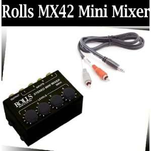  Rolls MX42 Stereo 4 Channel Mini Mixer and a HOSA Stereo 3 