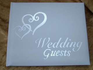   White Silver Foil Linked Hearts Wedding Guest Book Guests Bridal Heart