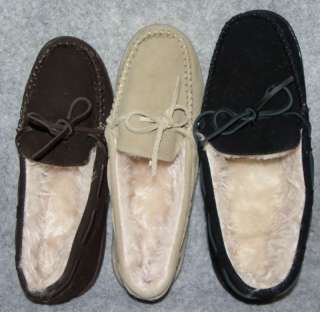 NEW Womens Brown Beige Or Black Moccasin Slippers Size 7 8 9 10 11 12 