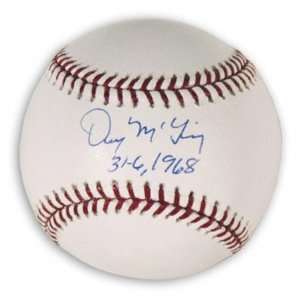  Denny McClain Autographed Baseball with 31 6 1968 