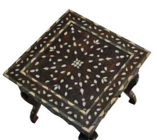 Syrian Mother of Pearl Inlaid Wood Coffee or End Table with drawer 