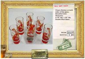 CHEERS BOSTON TALL SOUVENIR COLOR DOUBLE SHOT GLASSES  