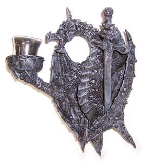 Medieval Dragon Sword Wall Hanging Candle Holder Accent  