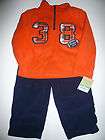 NWT~Carters Infant Boys 2 Piece Fleece Outfit, orange and navy. Size 