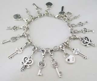 Tibetan silver lock key charm bracelet chain bracelet  