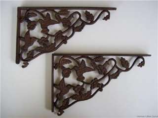 Cast Iron Hummingbird Shelf Brackets 1 Pair  