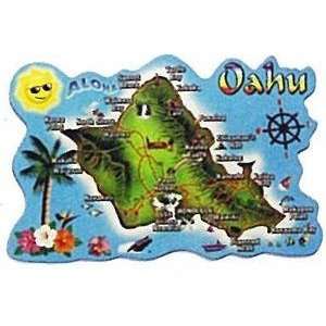  Hawaii Magnet Flat Plastic Oahu Map
