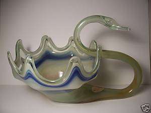Swan Figure Bowl   Handmade Art Glass  Sunset, Spiro OK  