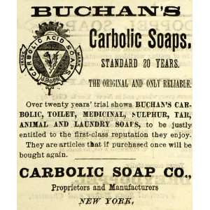 1889 Ad Buchans Carbolic Soap Toilet Hygiene Health   Original Print 