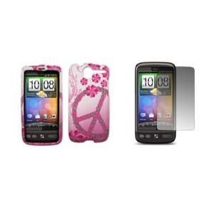  HTC Desire   Premium Pink and White Peace Flowers Snap On 