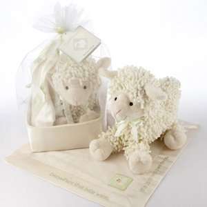   Ewe Plush Lamb and Lovie Gift Set in Organza and Satin Drawstring Bag