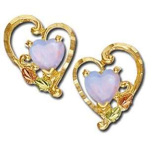 Landstroms Black Hills Gold Heart Earrings with Opal Hearts   ER628P