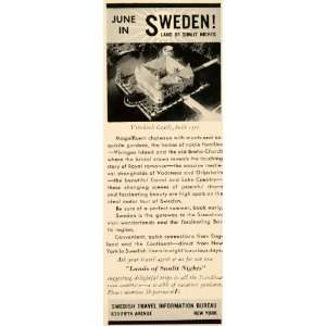  1938 Ad Sweden Swedish Travel Vacation Vadstena Canal 