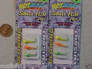 NEW HOT BITE ICE FISHING PANFISH RAT JIGS SIZE 8 GLOW ASSORTED FOR 