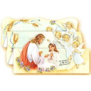  100 Quad Fold First Communion Invitations in English (Made in Italy 