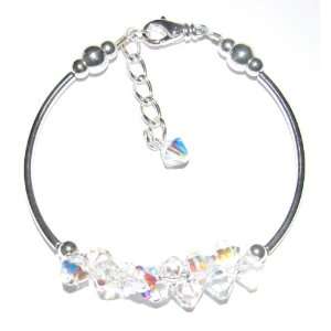   Swarovski Clear Crystal AB Tube Bracelet w/Crystal Rondelles Jewelry