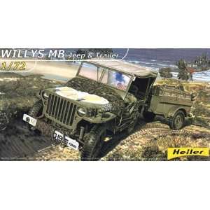  Willys MB Jeep & Supply Trailer 1 72 Heller Toys & Games