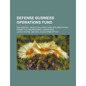 Defense Business Operations Fund management issues challenge fund 